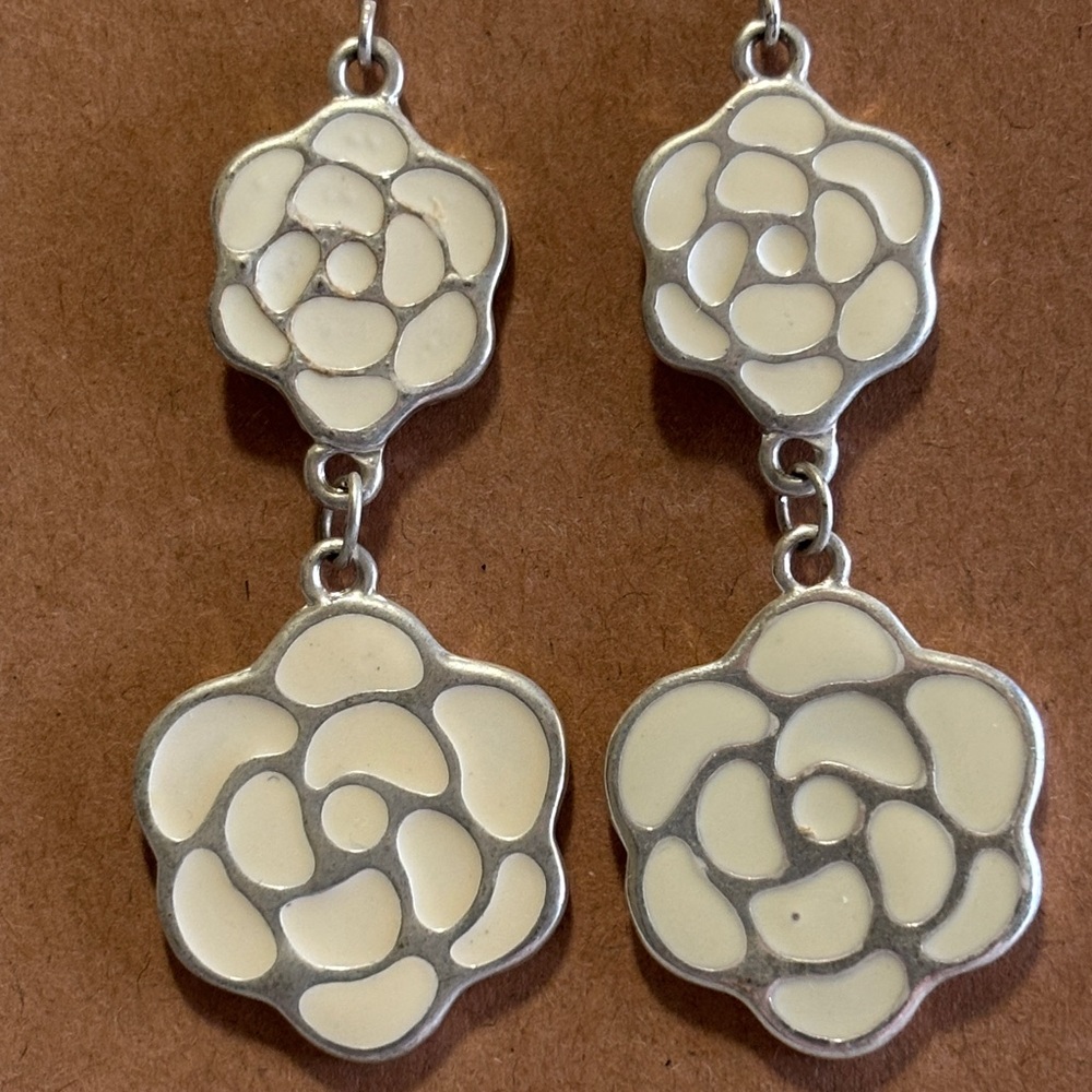Cream Floral Drop Earrings